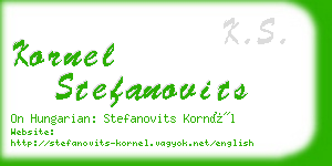 kornel stefanovits business card